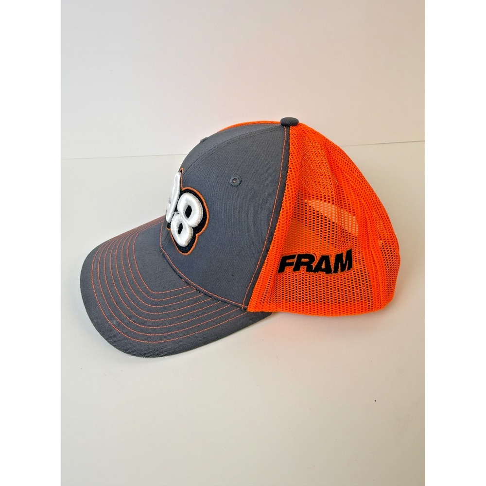 FRAM 98 Racing Hat Richardson 112 Orange Gray Mesh Trucker Snapback Cap